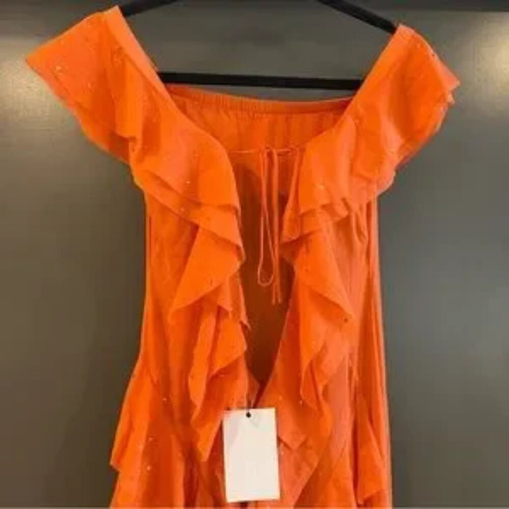 Helsa The Thea Gown in Orange Size Medium NEW! New with tags! - Picture 16 of 16